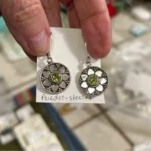 Sterling silver and peridot earrings